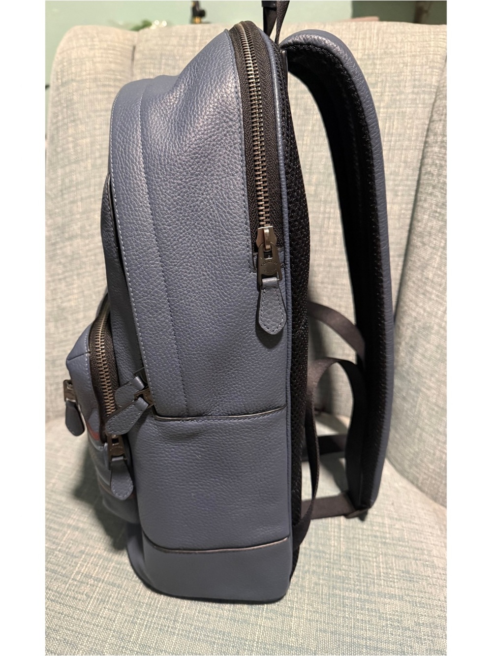 Rare Coach Gunmetal Gray Leather full-size unisex backpack excellent condition - Picture 3 of 10